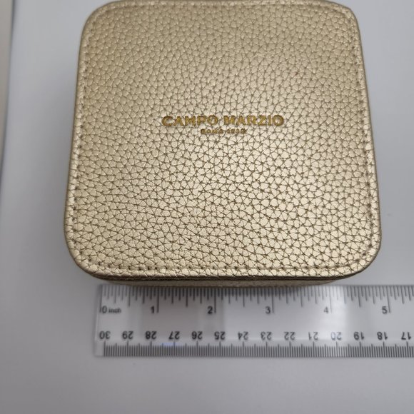 Leather Travel Jewelry Box by Italian Designer Campo Marizo - Gold - Picture 6 of 10